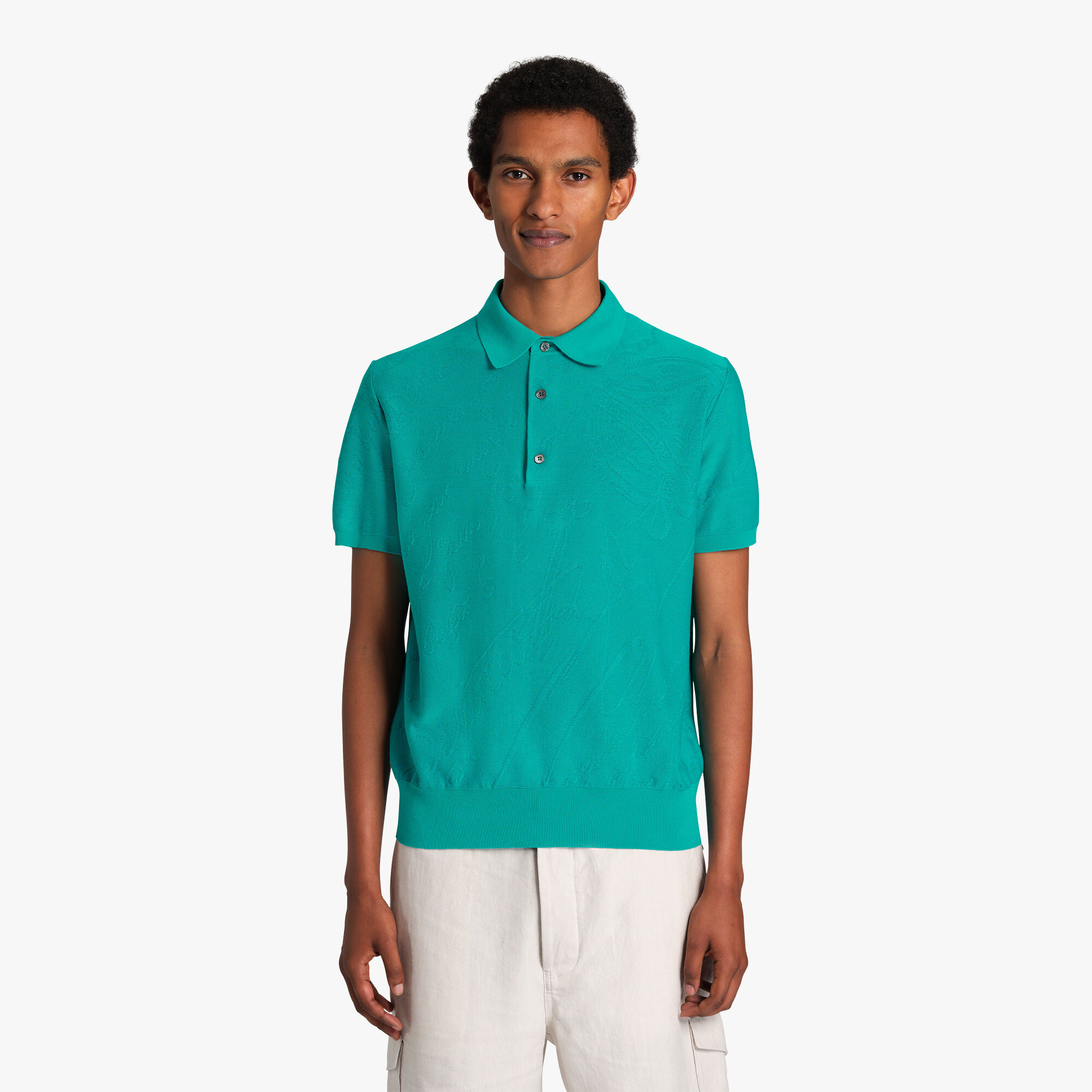 Polo En Pique De Coton Et Soie Scritto