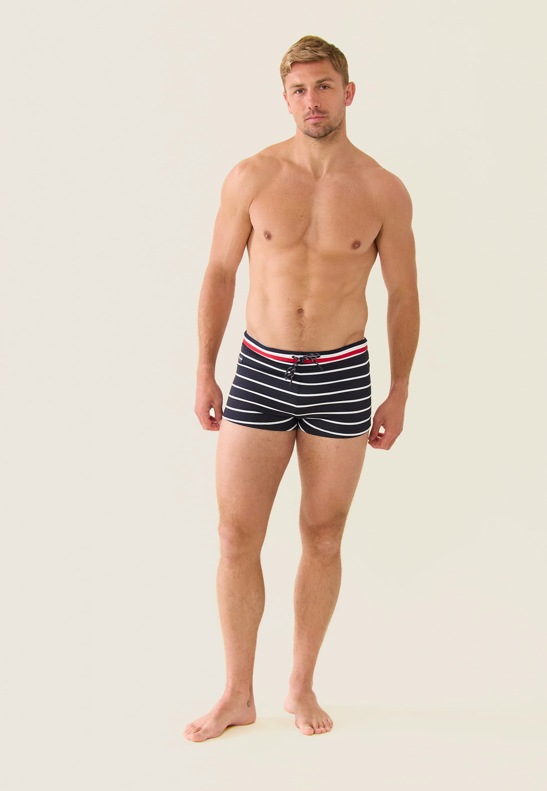 Boxer de bain en polyamide-Triton Marinière Marine
