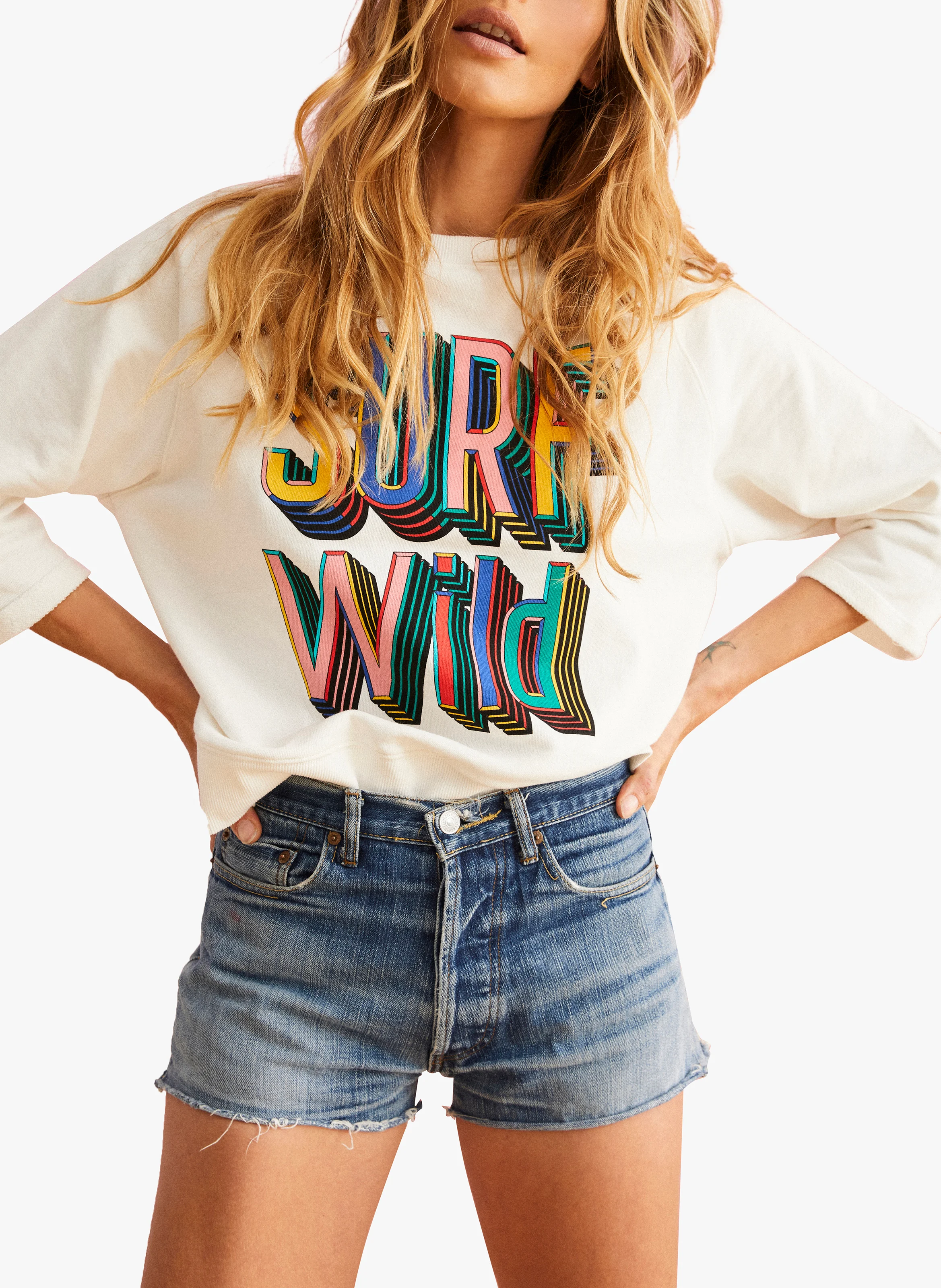 TALLY - Sweat sérigraphié en coton | Blanc