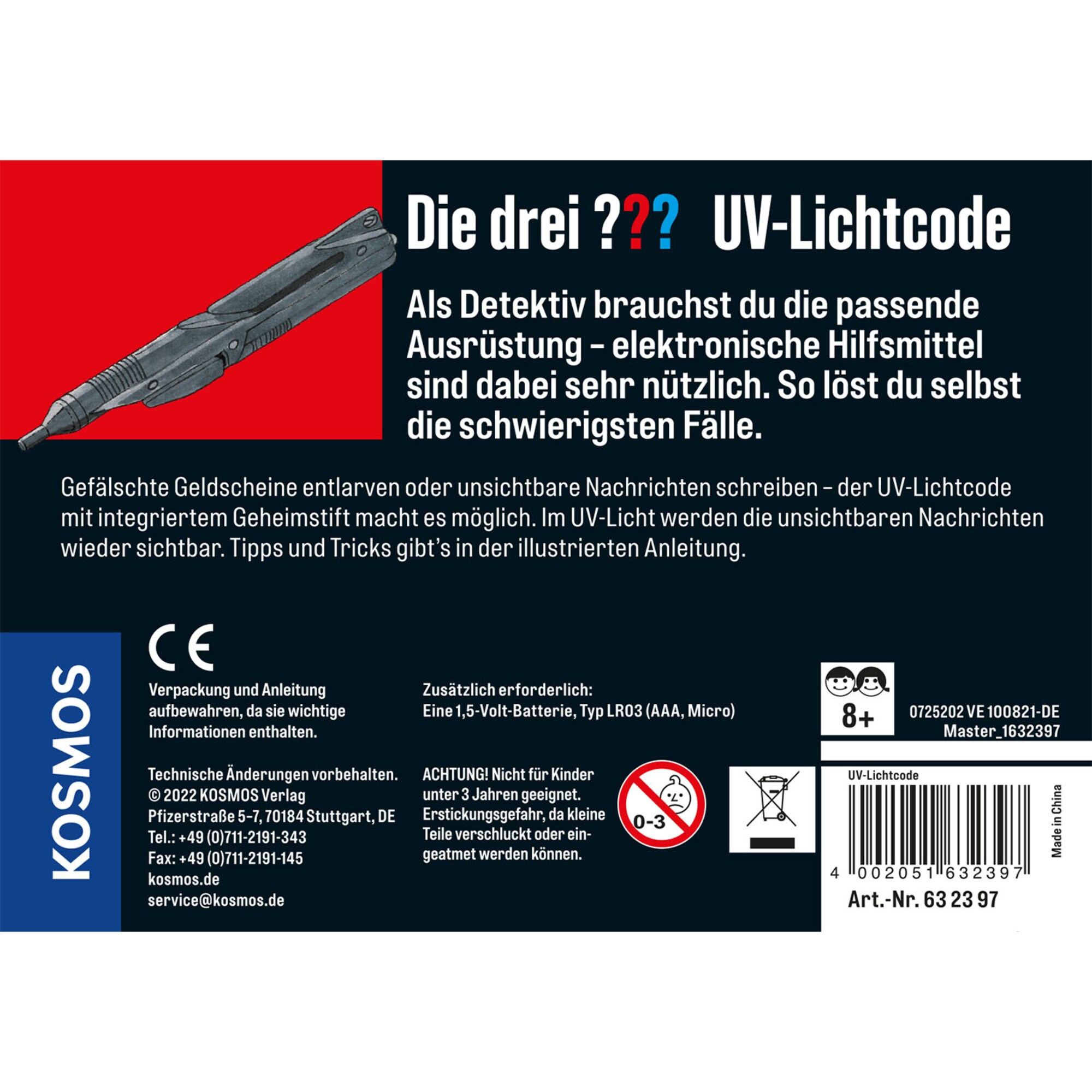 Kosmos Detektiv-Sets Die drei ??? UV-Lichtcode