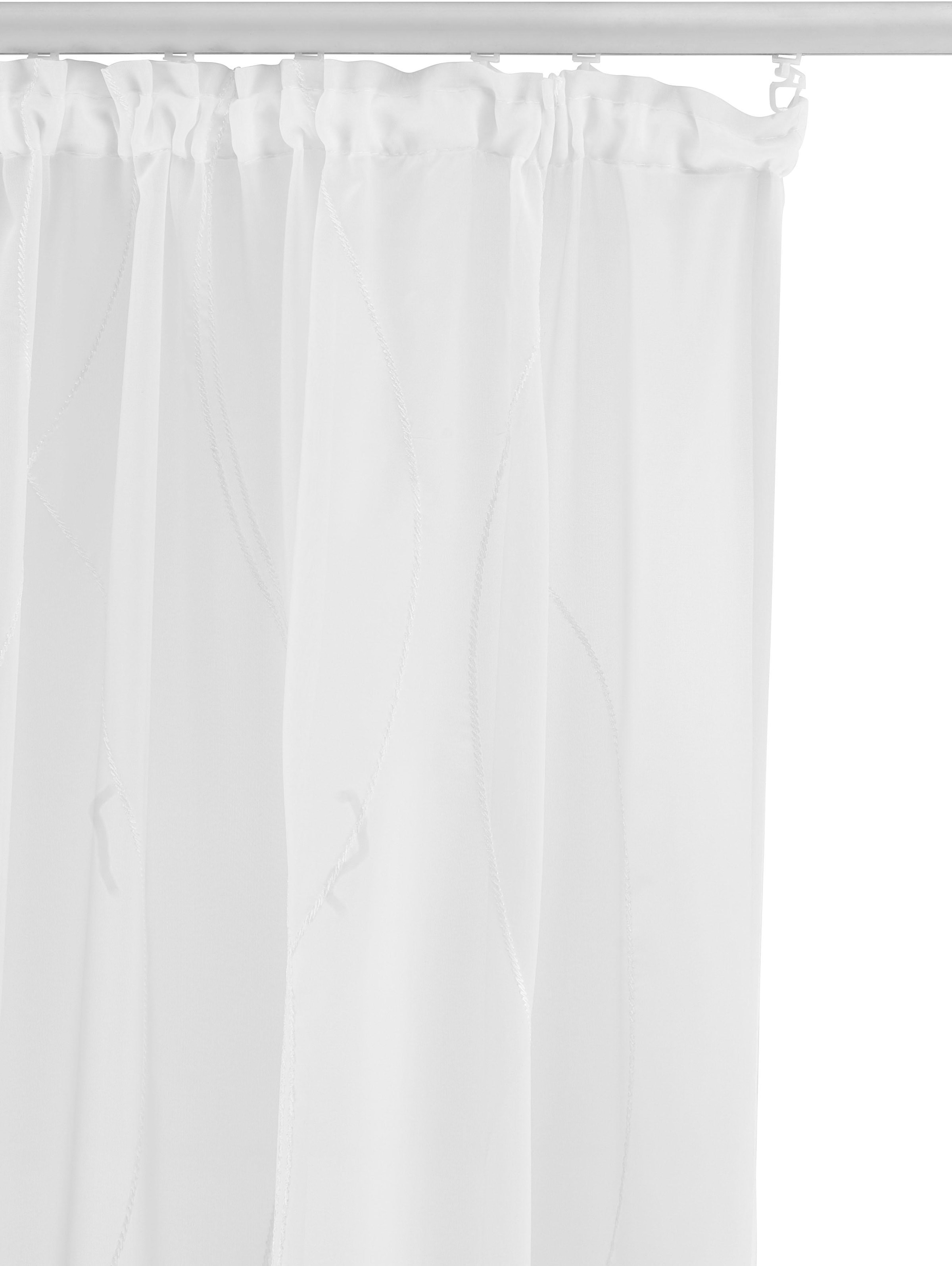 my home Gardine »Mila« Kräuselband 1 Stk. tlg. mit Wellenmuster bestickt, Voile, einfarbig