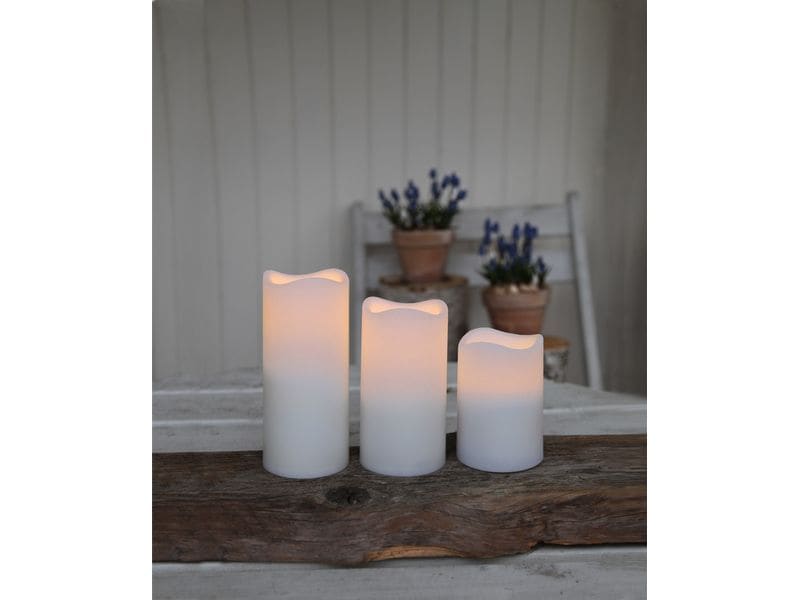 Star Trading LED-Kerzen Set Pillar Paul 3er Pack, Weiss Set von roten LED-Kerzen