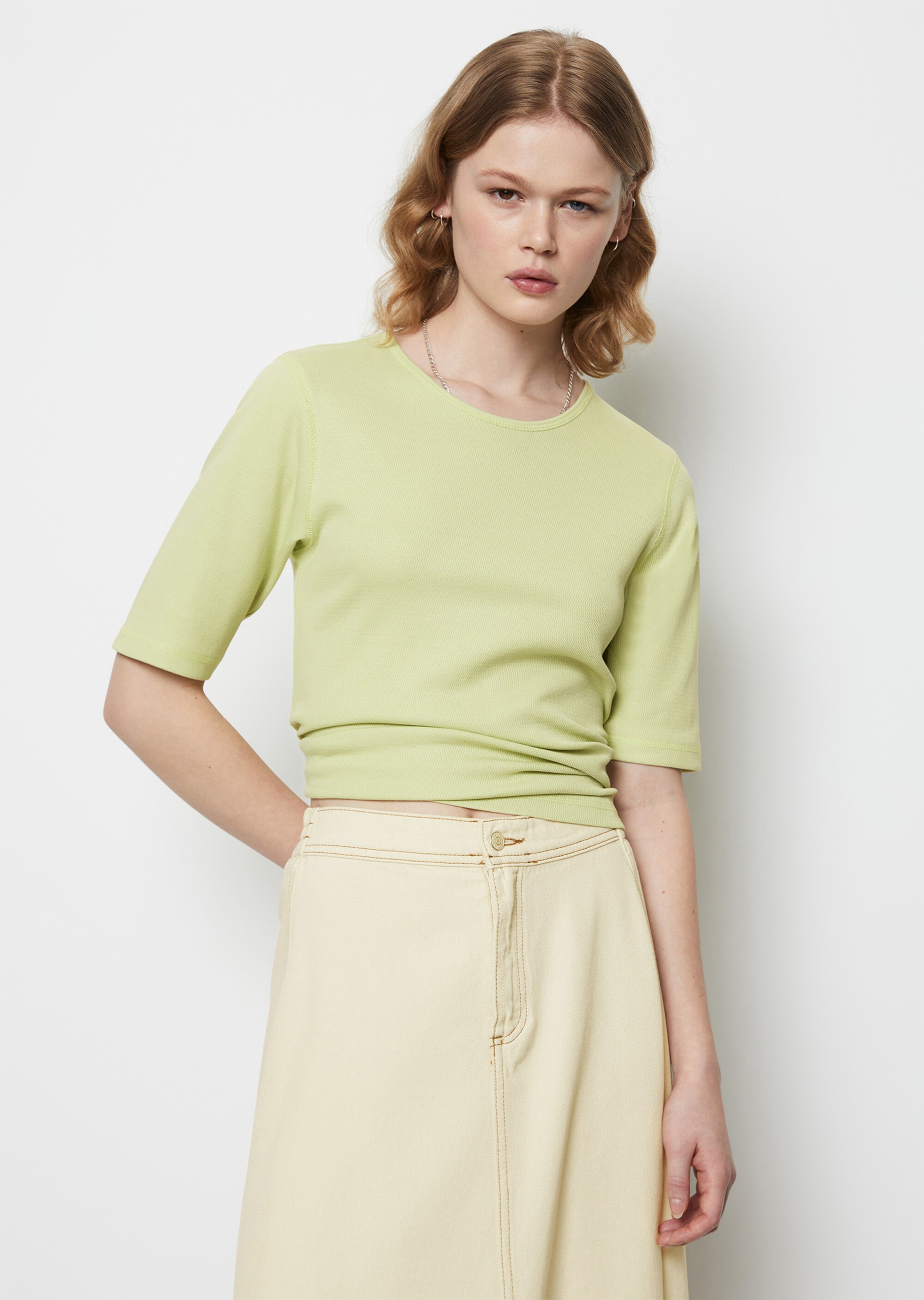 T-Shirt mit feiner Strukturaus Organic Cotton-Jersey