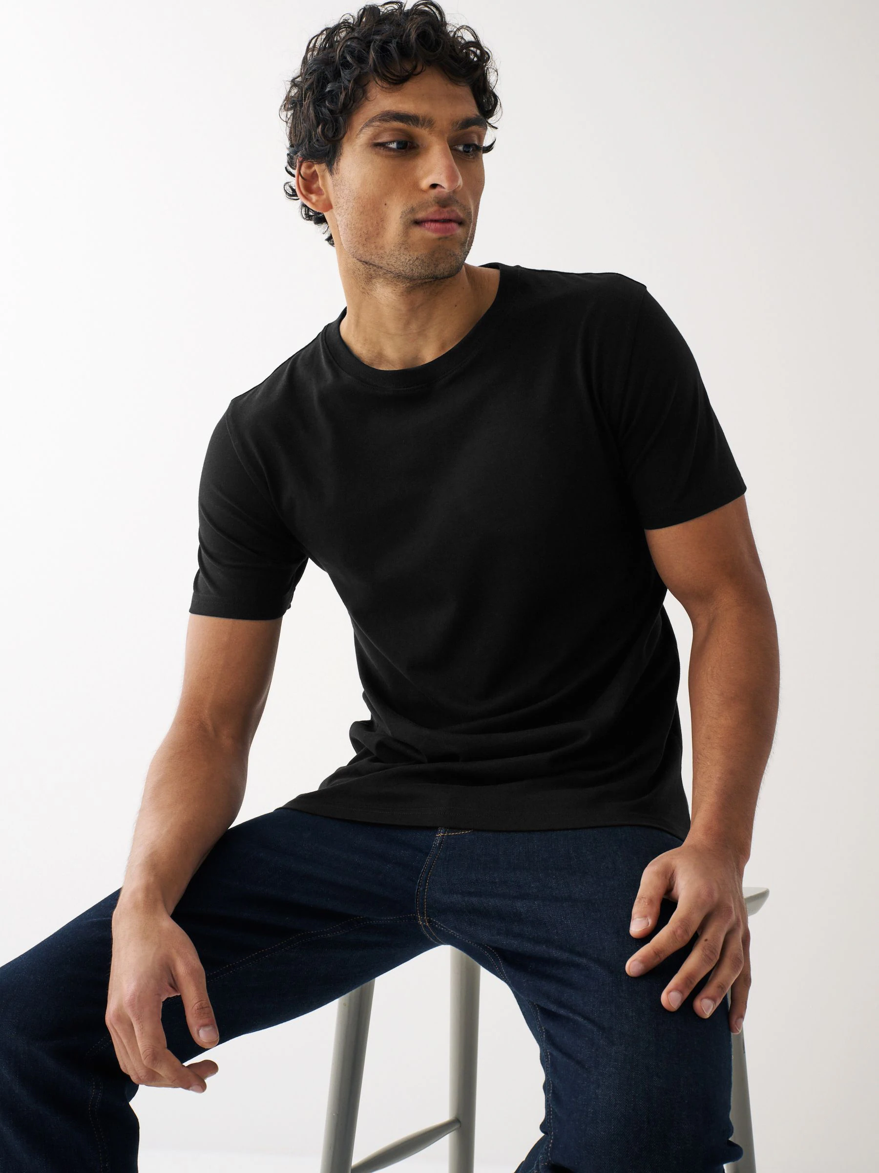 Zwart/leisteen/grijs gemêleerd/wit/marineblauw/blauw - Normale Pasvorm - Essential katoenen T-shirts verpakking van 6
