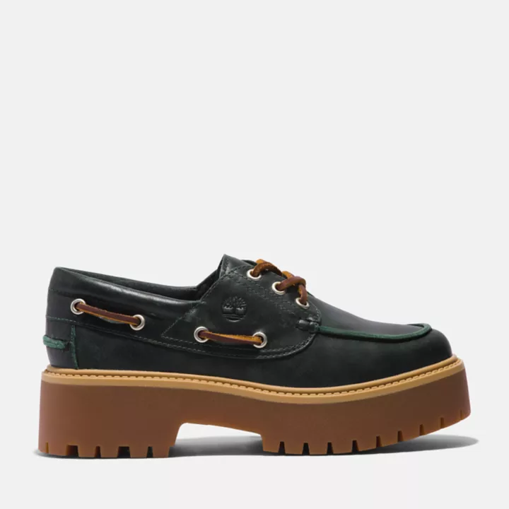 Sapato náutico feminino Stone Street Timberland Premium na cor verde.