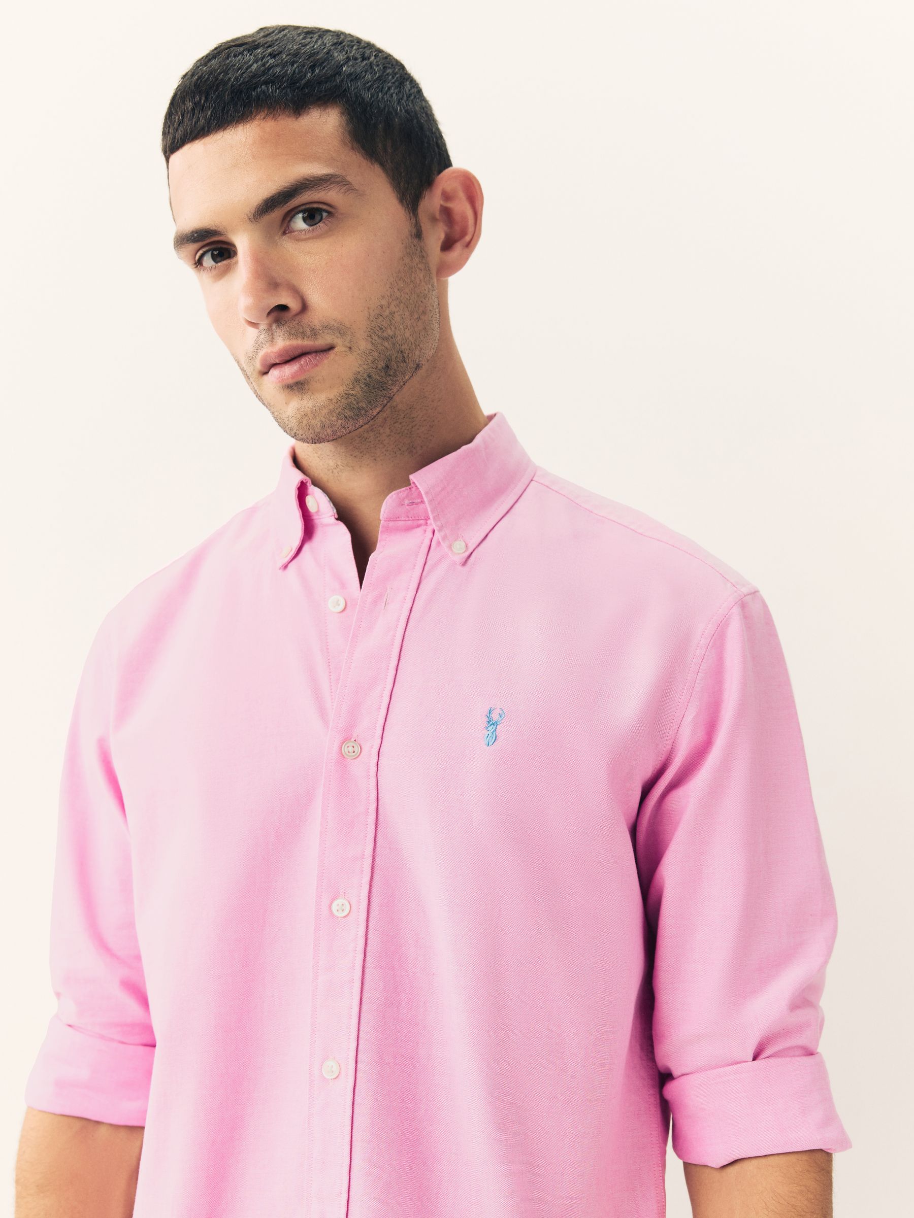 Roze - Slim Fit - Oxford-hemd met lange mouwen