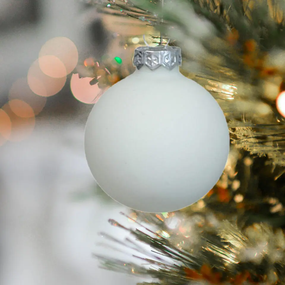 Othmar Decorations kerstballen - 36x - satijn wit - glas - 6 cm