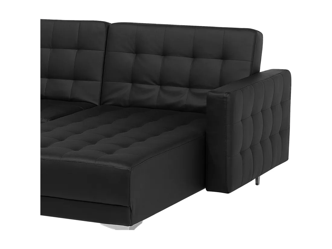 Canapé Angle à droite Modulable Convertible Cuir Pu Noir Moderne Classique Aberdeen