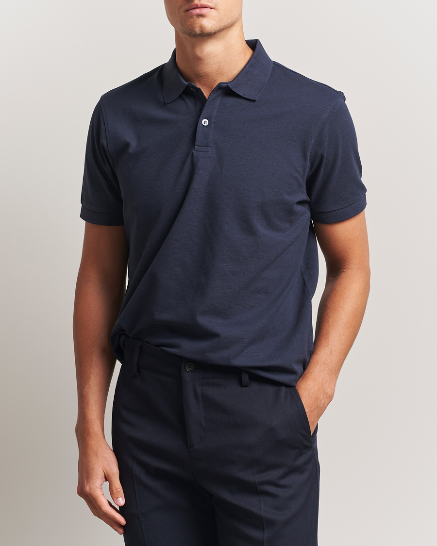 Sunspel Short Sleeve Pique Polo Navy