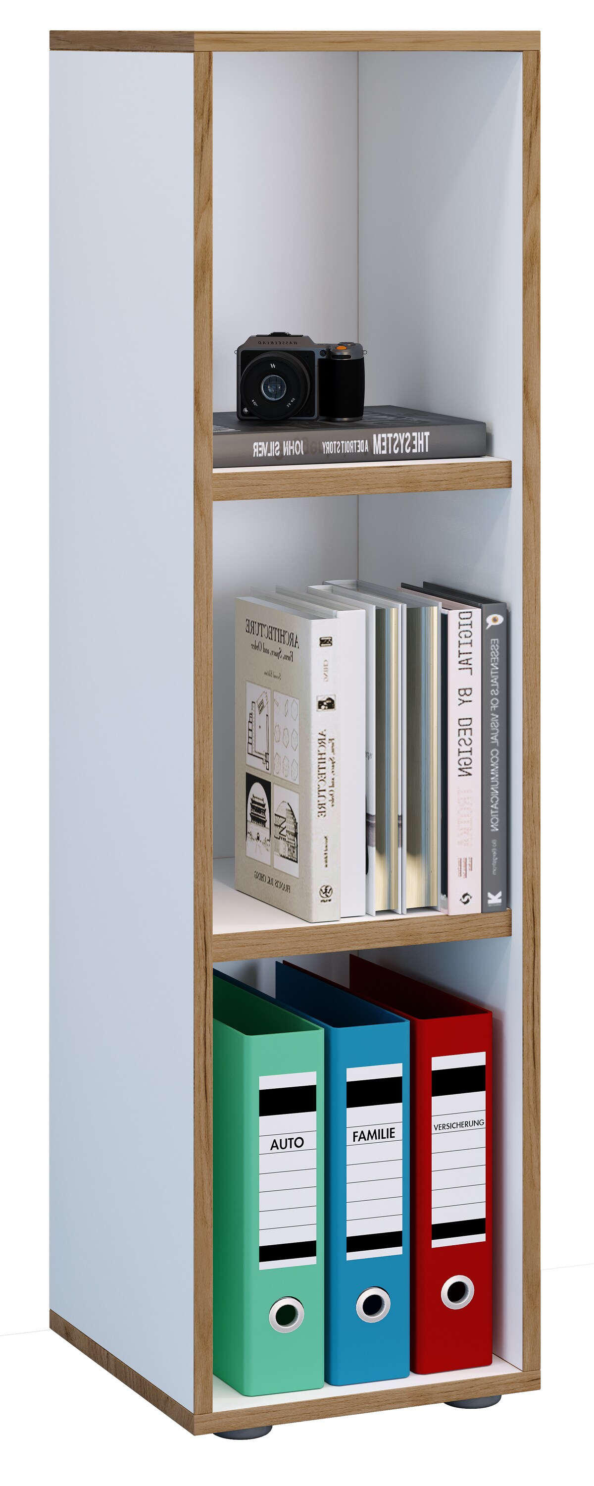 VCM Holz Büro Stand Regal Bücher Ordner Aktenregal Ordnerregal Bücherregal Salia 3fach B. 30 cm