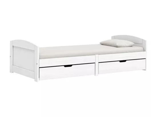Lit de jour avec 2 tiroirs IRUN blanc 90x200 cm bois pin massif