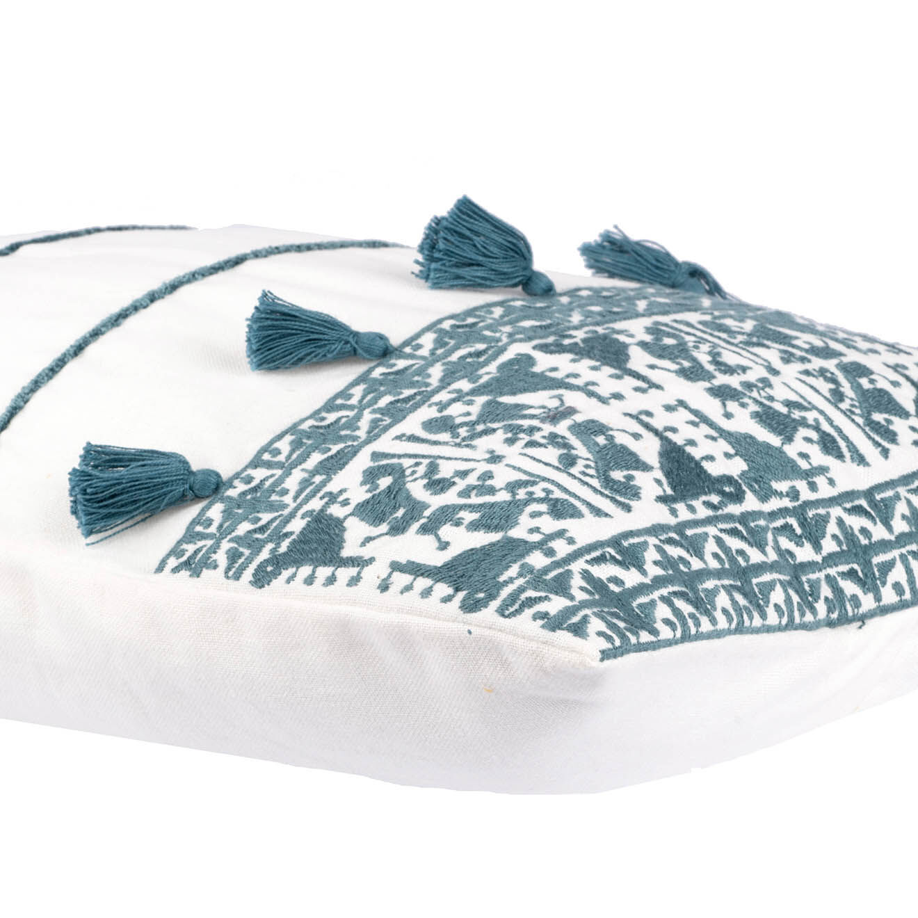 Febronie Housse de coussin Neo-Berbère bleue - 50x30 cm