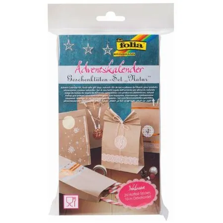 Folia Adventskalender-Set Papiertüten natur
