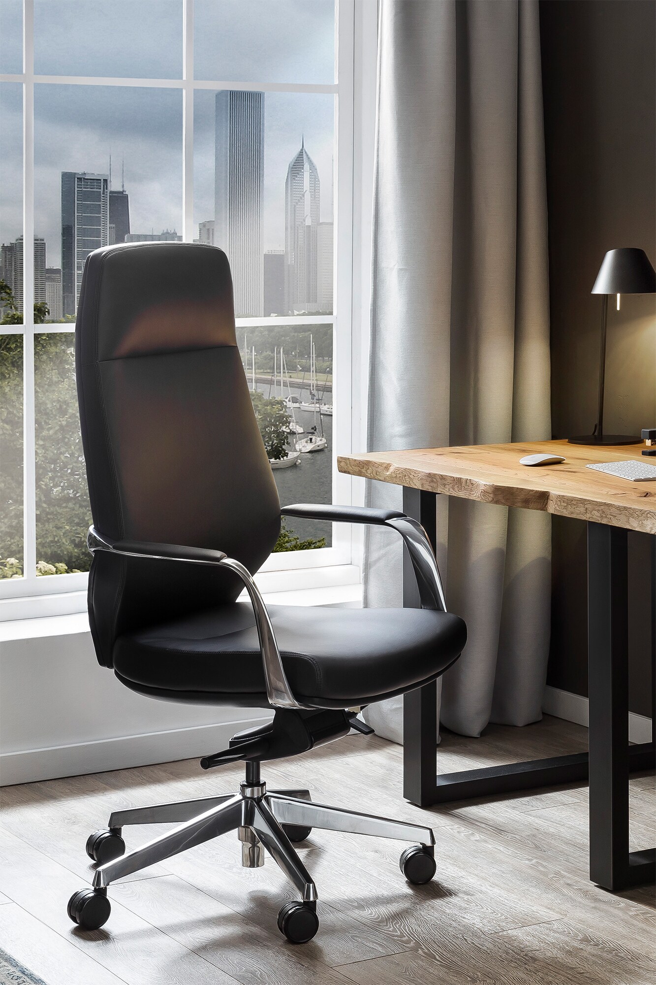 Bürostuhl Kunstleder schwarz Schreibtischstuhl Drehstuhl Bürosessel Chefsessel