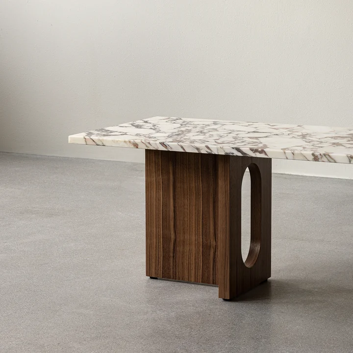 Audo - Androgyne Couchtisch 120 x 45 cm, Walnuss / Calacatta Viola