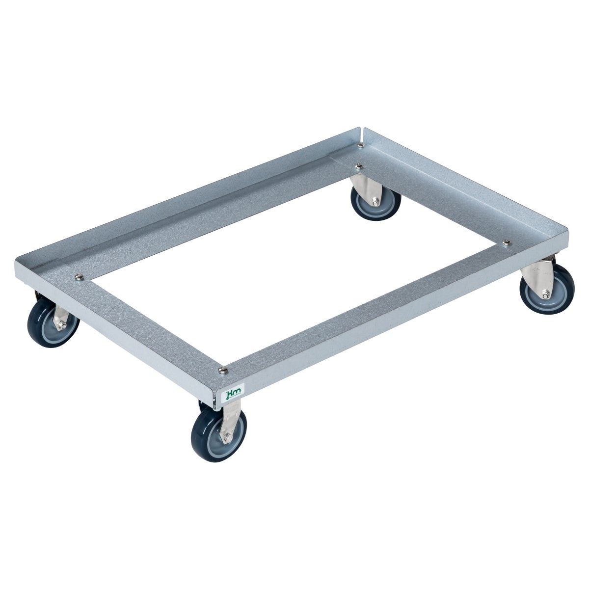 Kongamek gegalvaniseerde trolley 616x416x128mm met 2 bok- en 2 zwenkwielen zonder remmen
