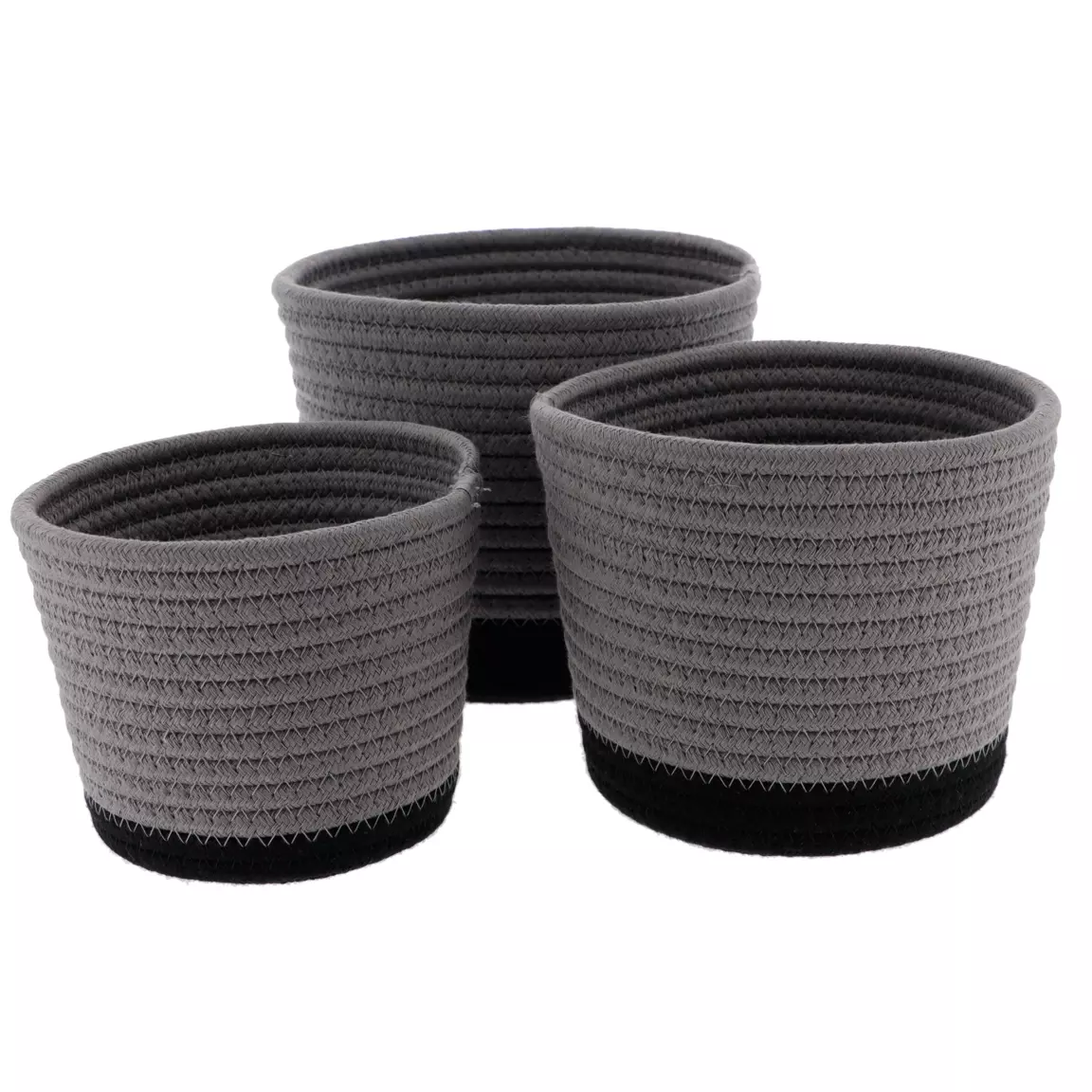 Lot de 3 paniers (H16 cm) Black Line Gris/Noir