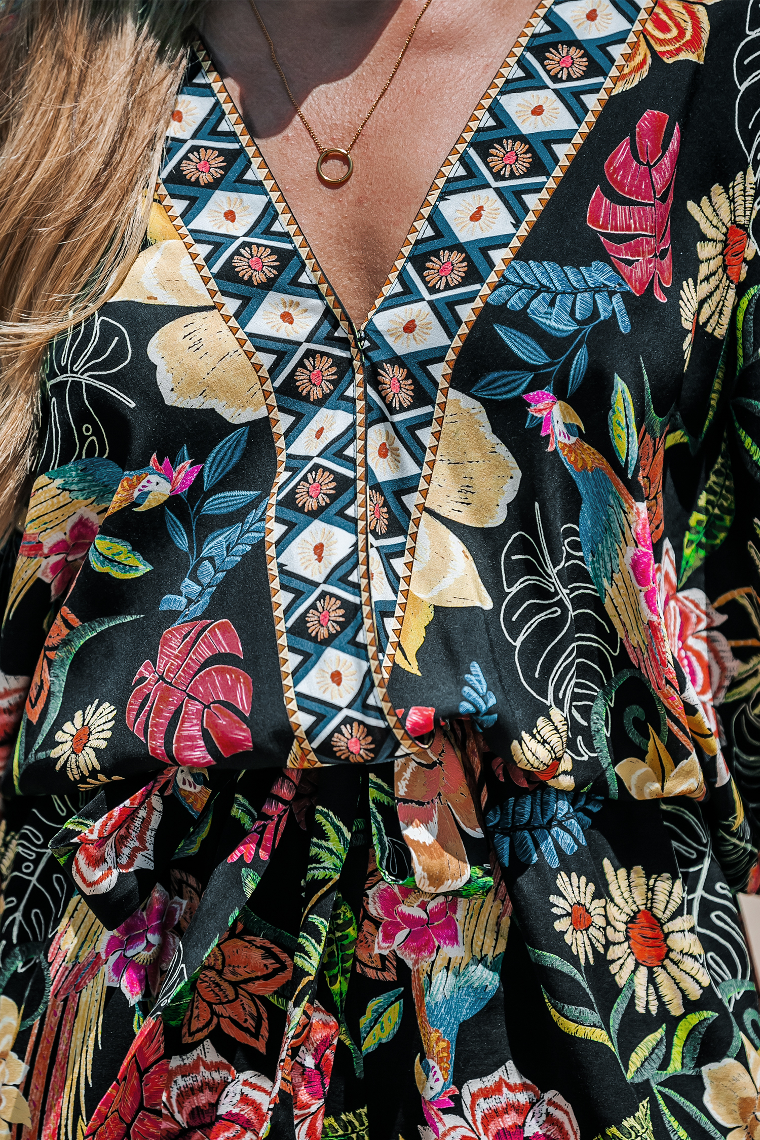 Combishort avec taille à nouer et imprimé floral