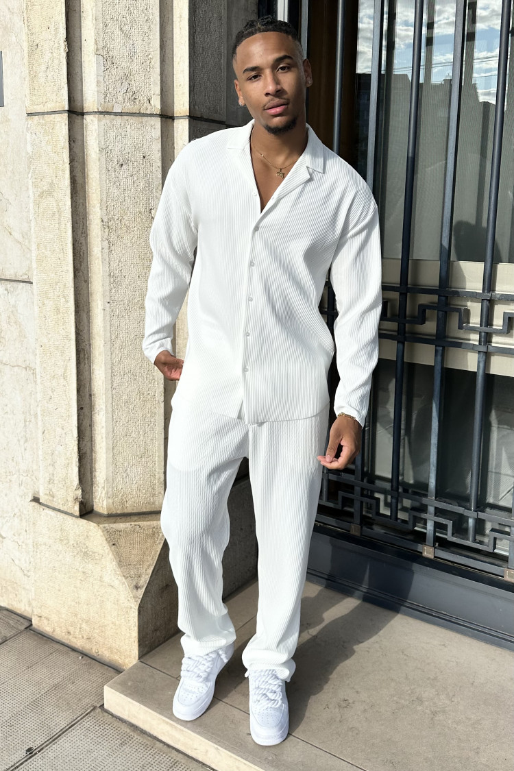 Ensemble 2 pièces chemise + pantalon blanc