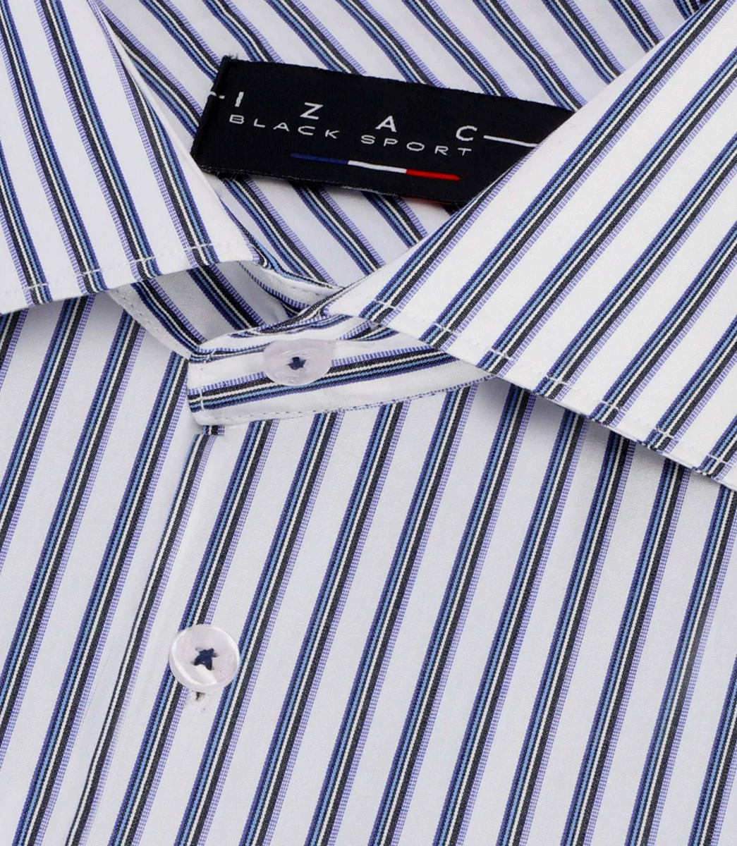 Chemise tissée à rayures bleu PELOUSE