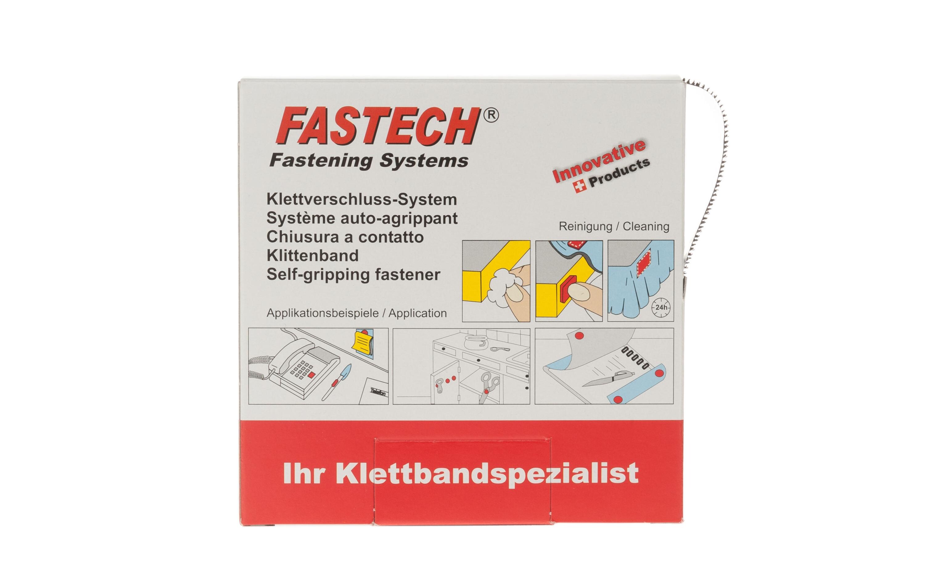 Klettband-Box 20 mm x 5 m selbstklebend, SchwarzSelbstklebendes Klettband