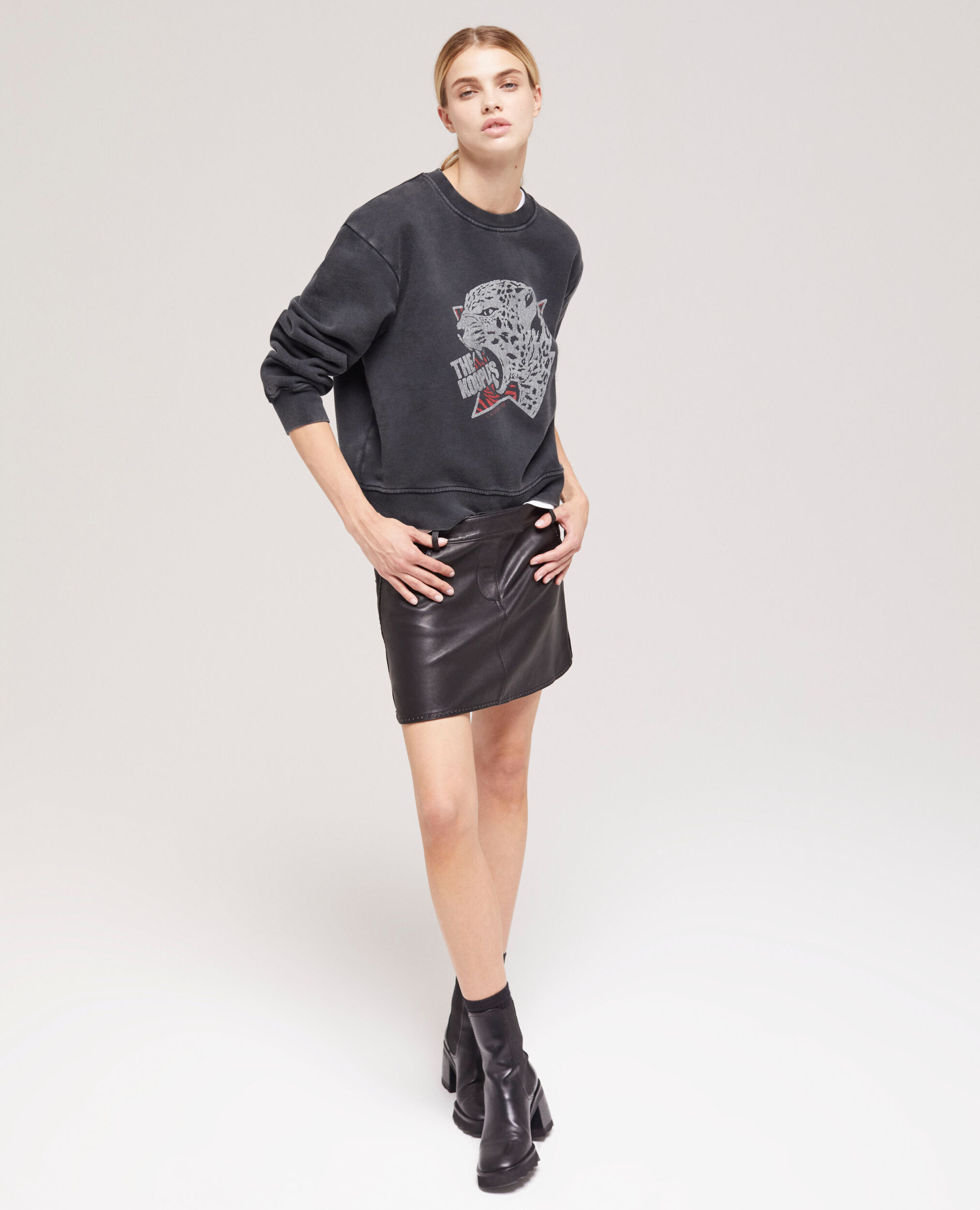 Sweatshirt sérigraphié tigre noir