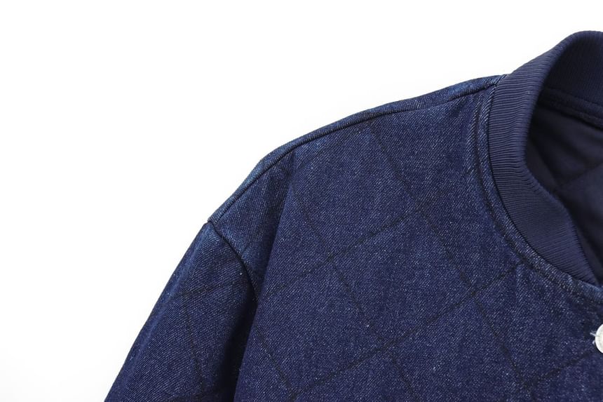 Avauntgardo - Denim gewatteerd bomberjack met opstaande kraag