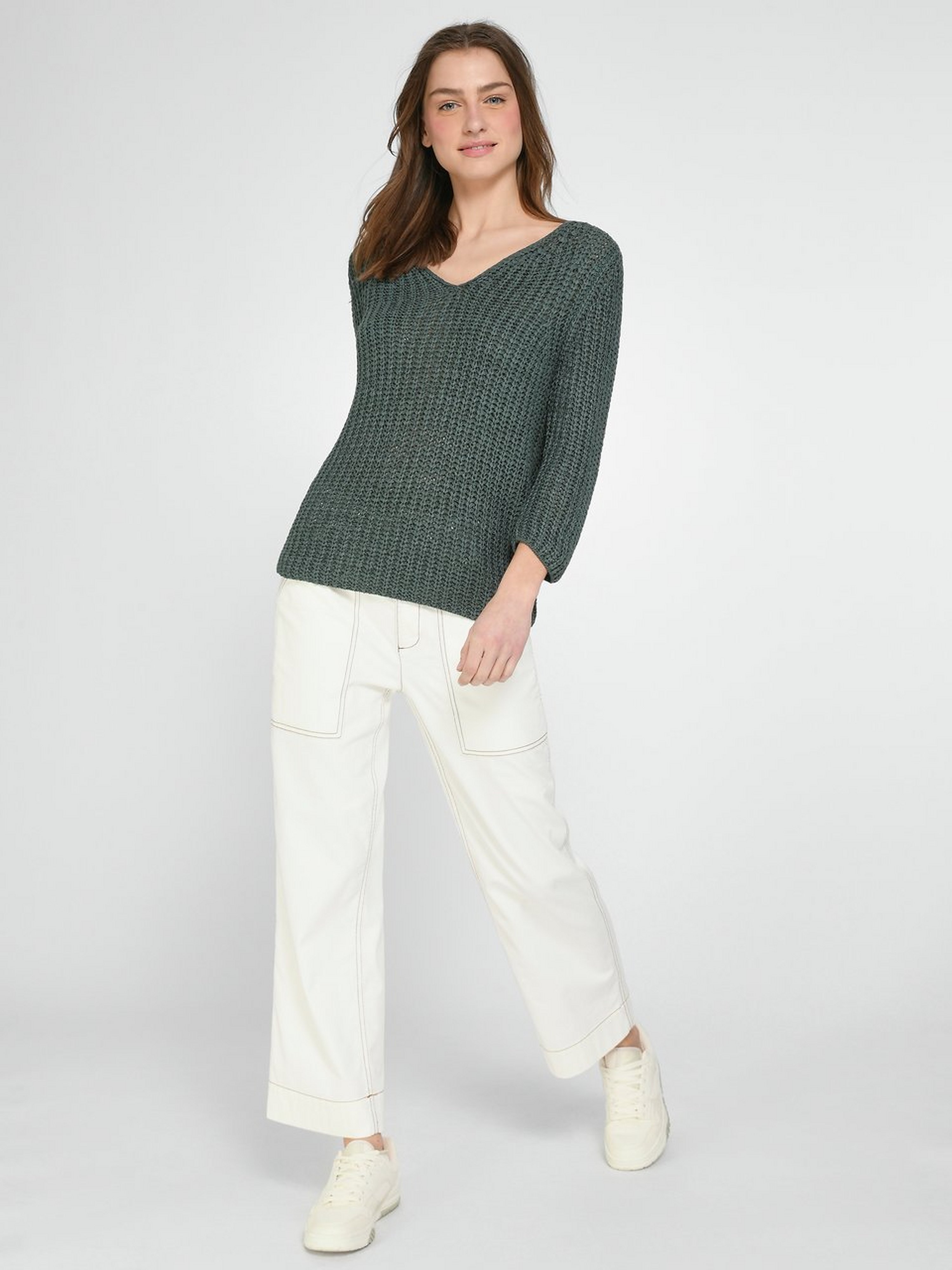 V-Pullover mit 3/4-Arm