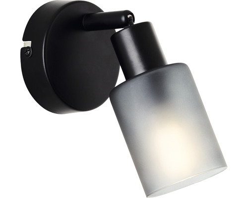 Wandspot, 1-lichts, HxBxD 13x8x16 cm, zwart/rookglas