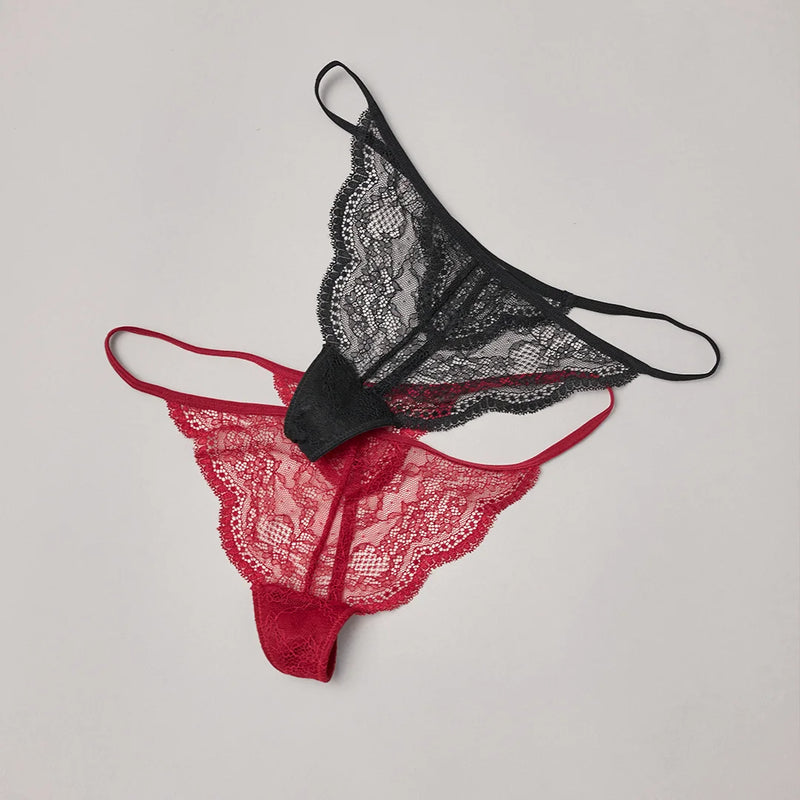 G-String aus Spitze Dunkelrot