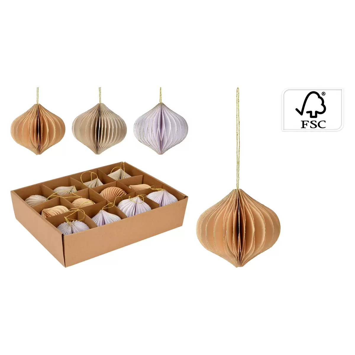 Zwiebel-Hängedeko Onion-Hanging beige,gold,weiss