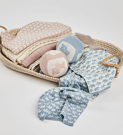 Smallstuff Kuscheldecke - Wolle - 80x100 cm - Elefanten - Blau
