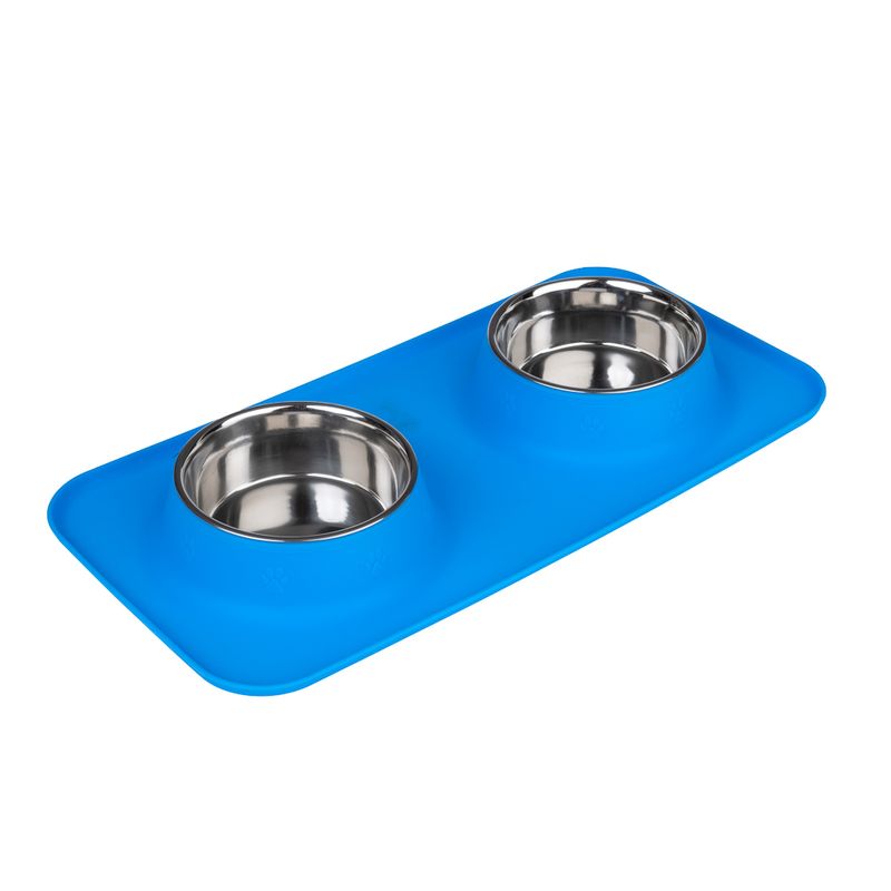 Gamelle double TIAKI avec tapis en silicone