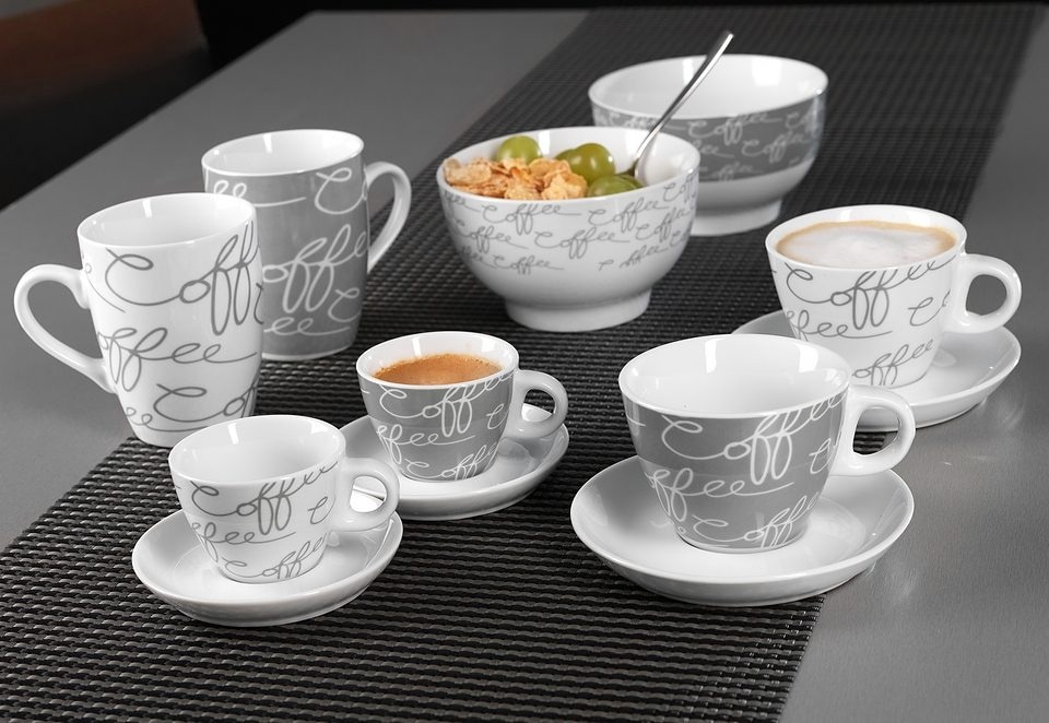 Ritzenhoff & Breker Cappuccinotasse »Cornello Grey« 2 Tassen, 2 Untertassen