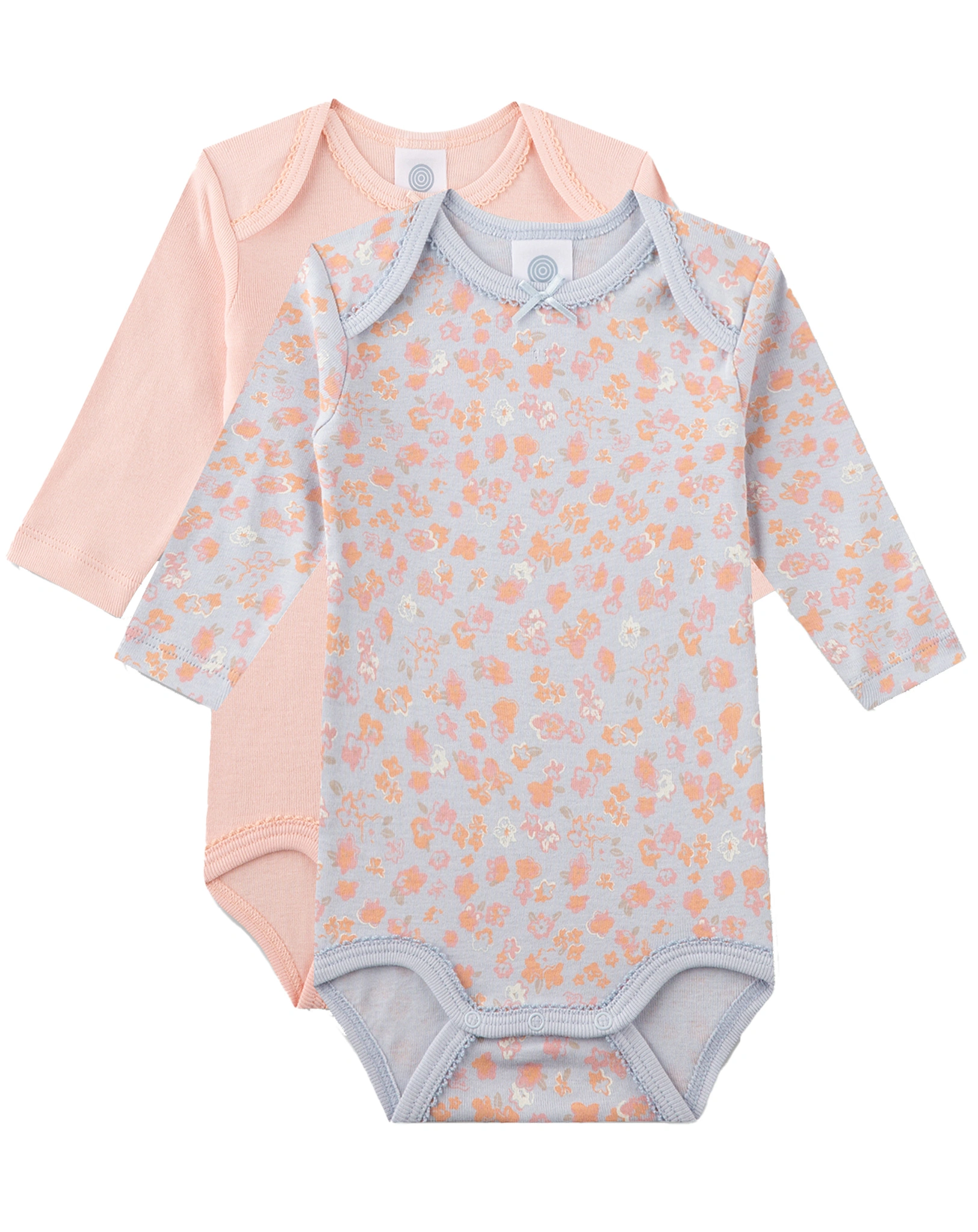 Langarm-Body FLOWERS 2er Pack in powder blue