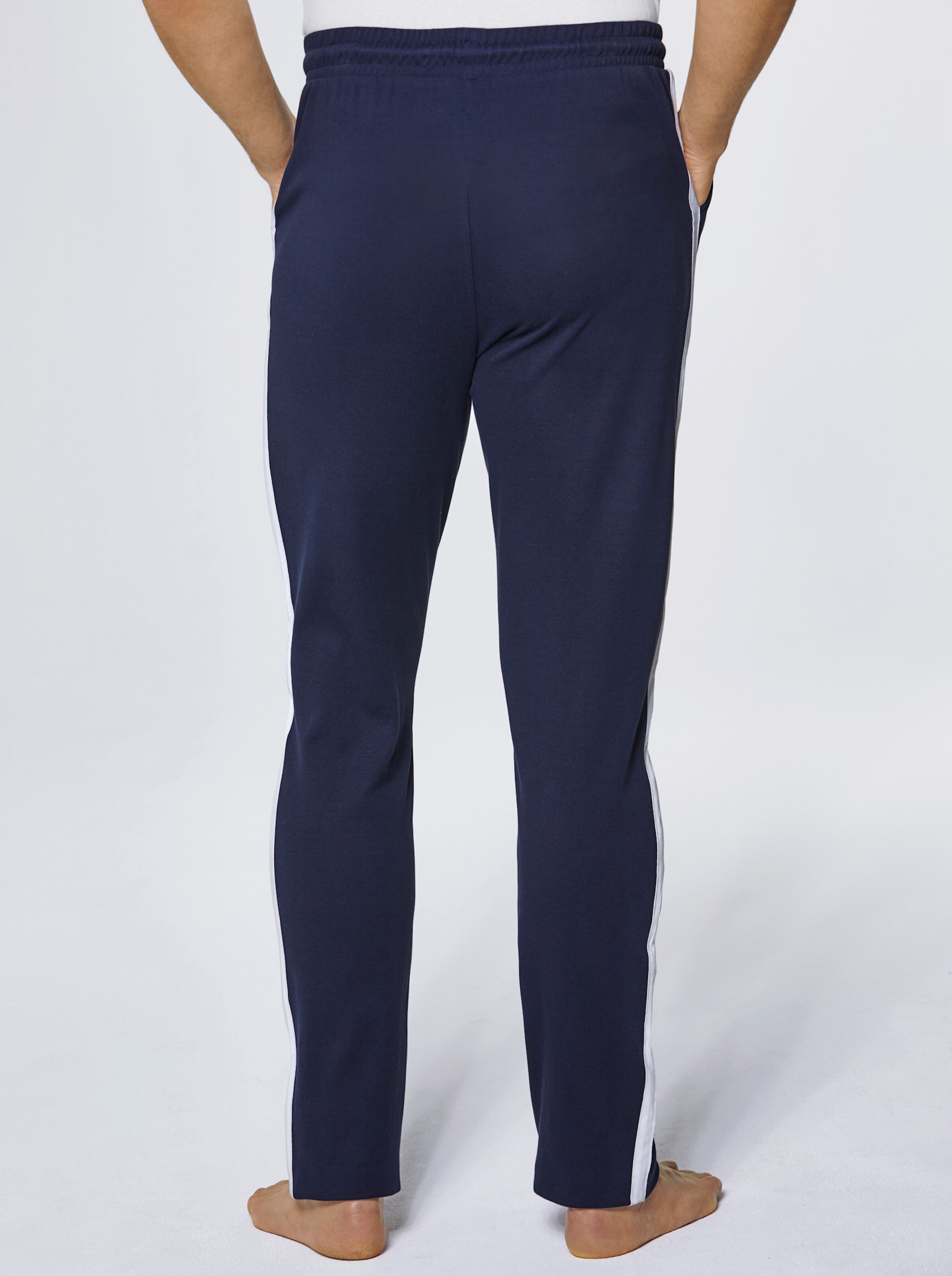 feel good Hosen lang in grau-meliert + marine