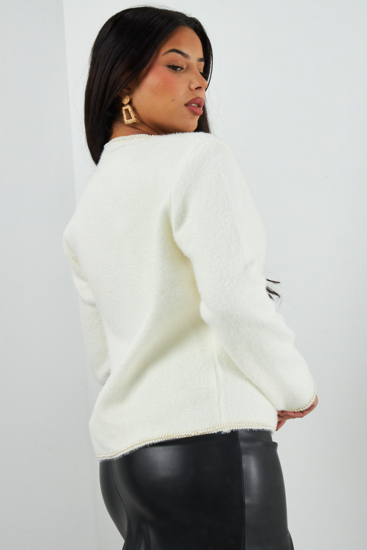 Gilet blanc à perles