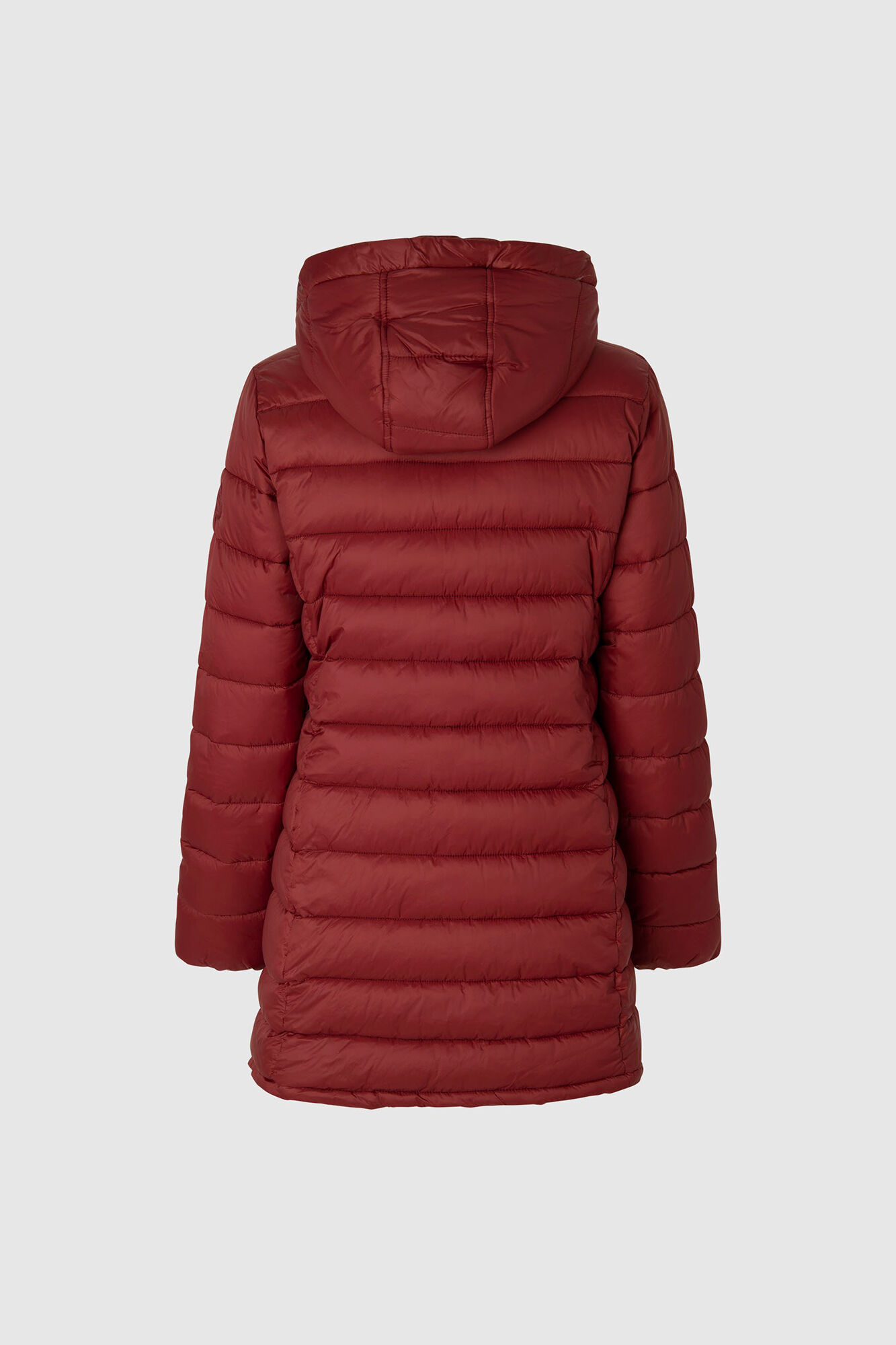 Jaqueta de nylon acolchoada com plumas