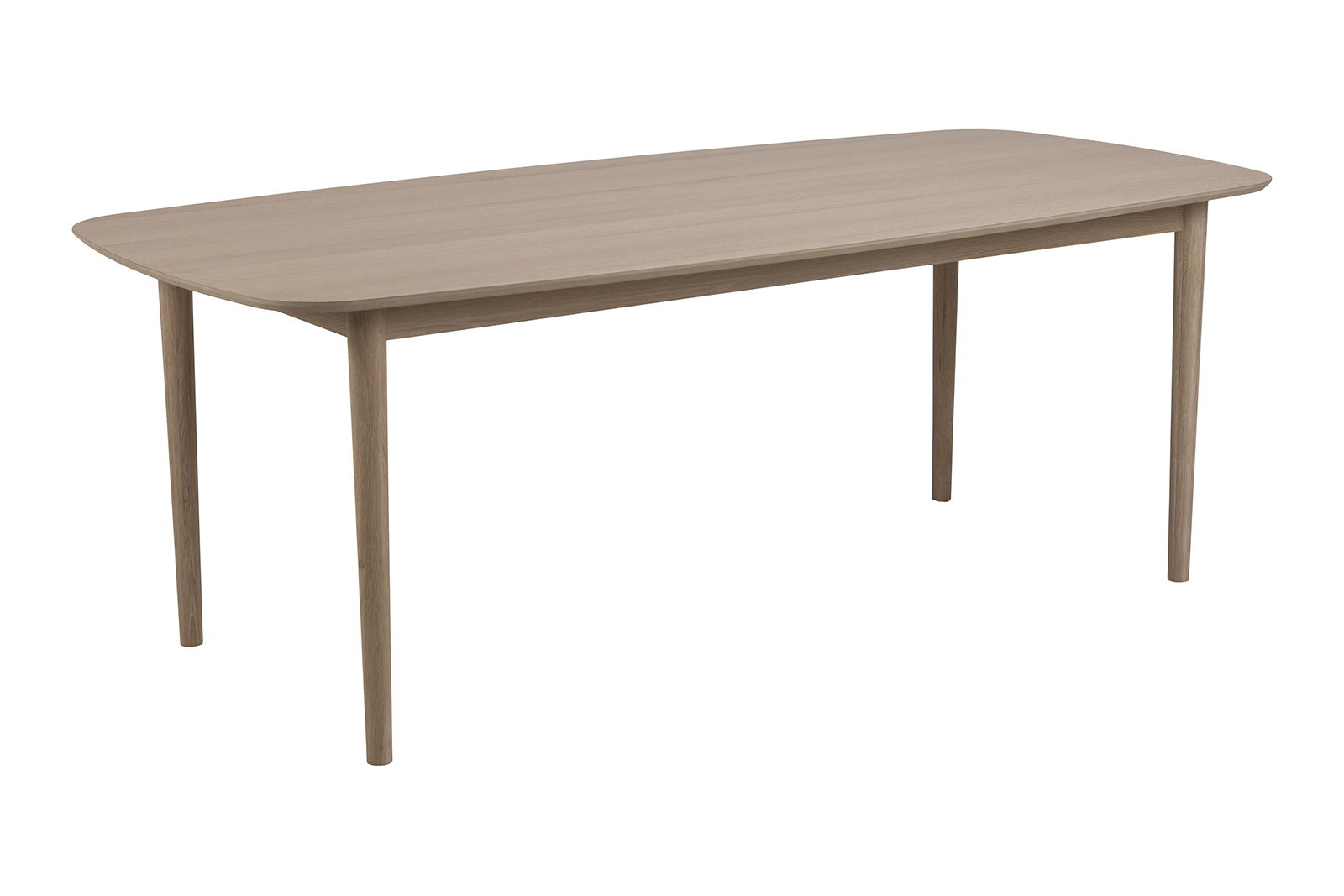 Aston spisebord Hvitoljet eikefiner med ben i heltre eik. 100x210 cm
