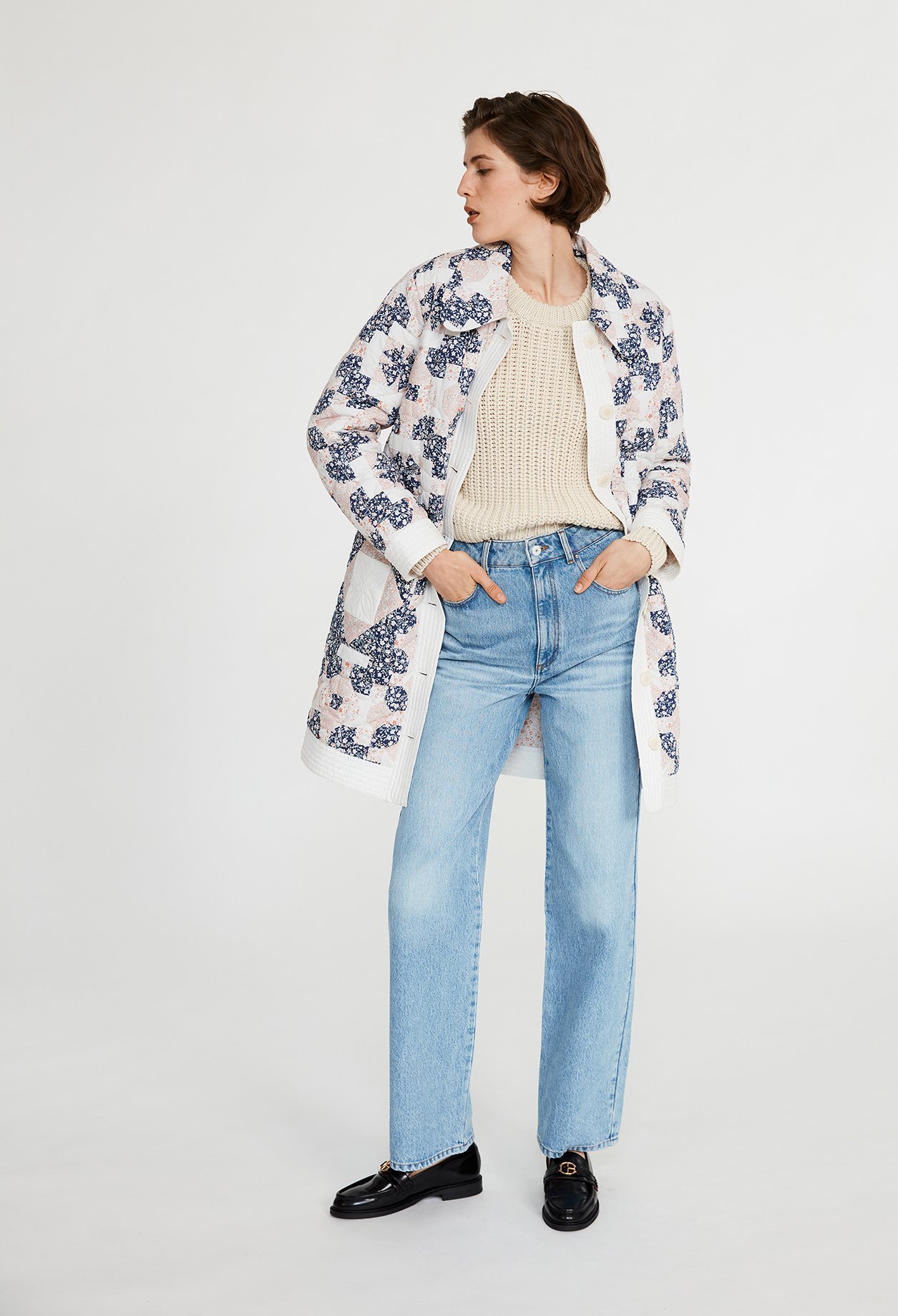 Manteau matelasse &agrave; motifs patchwork
