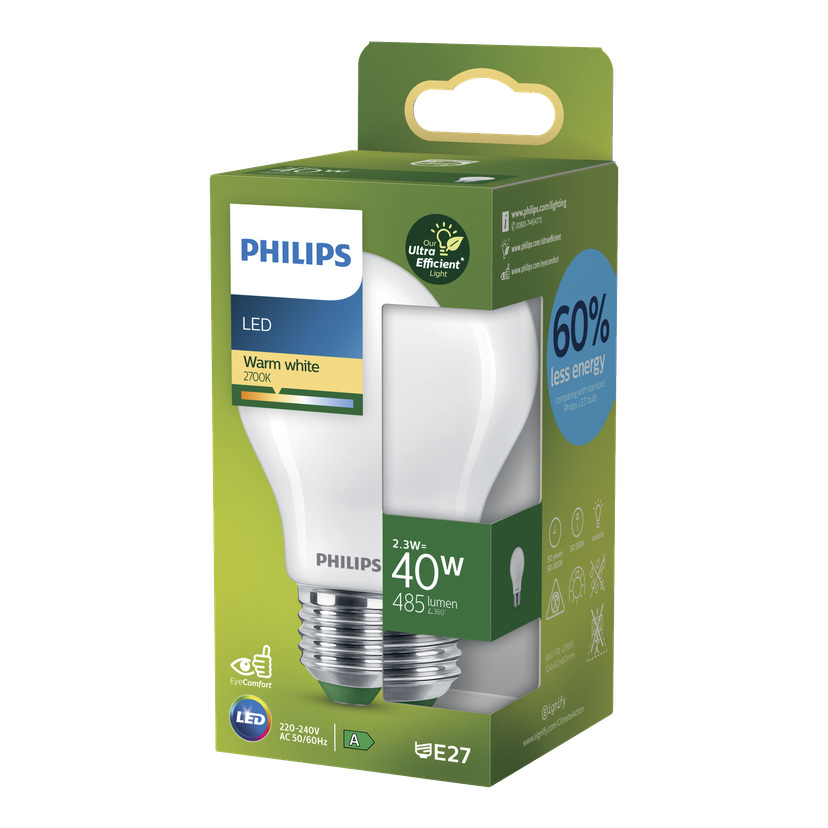 Normalpære, LED E27 2,3 W 485 lm