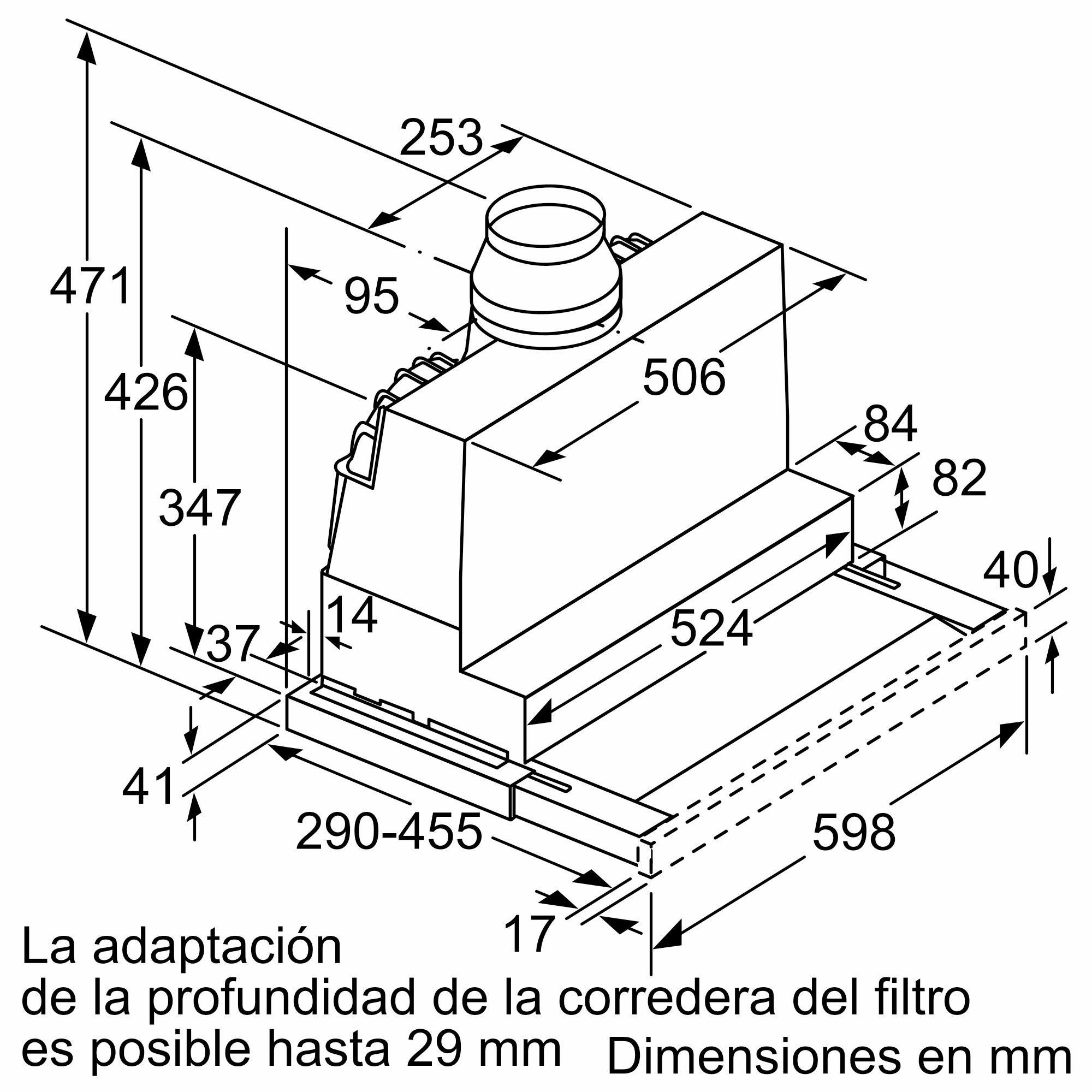 Capuz telescópico Série 4 60 cm Prata DFS067A51