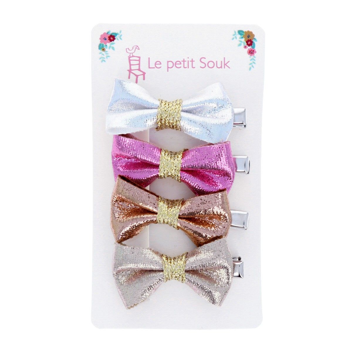 Lot de 4 barrettes noeuds métalliques Le petit Souk