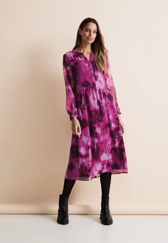 Chiffon Midikleid - bright cozy pink