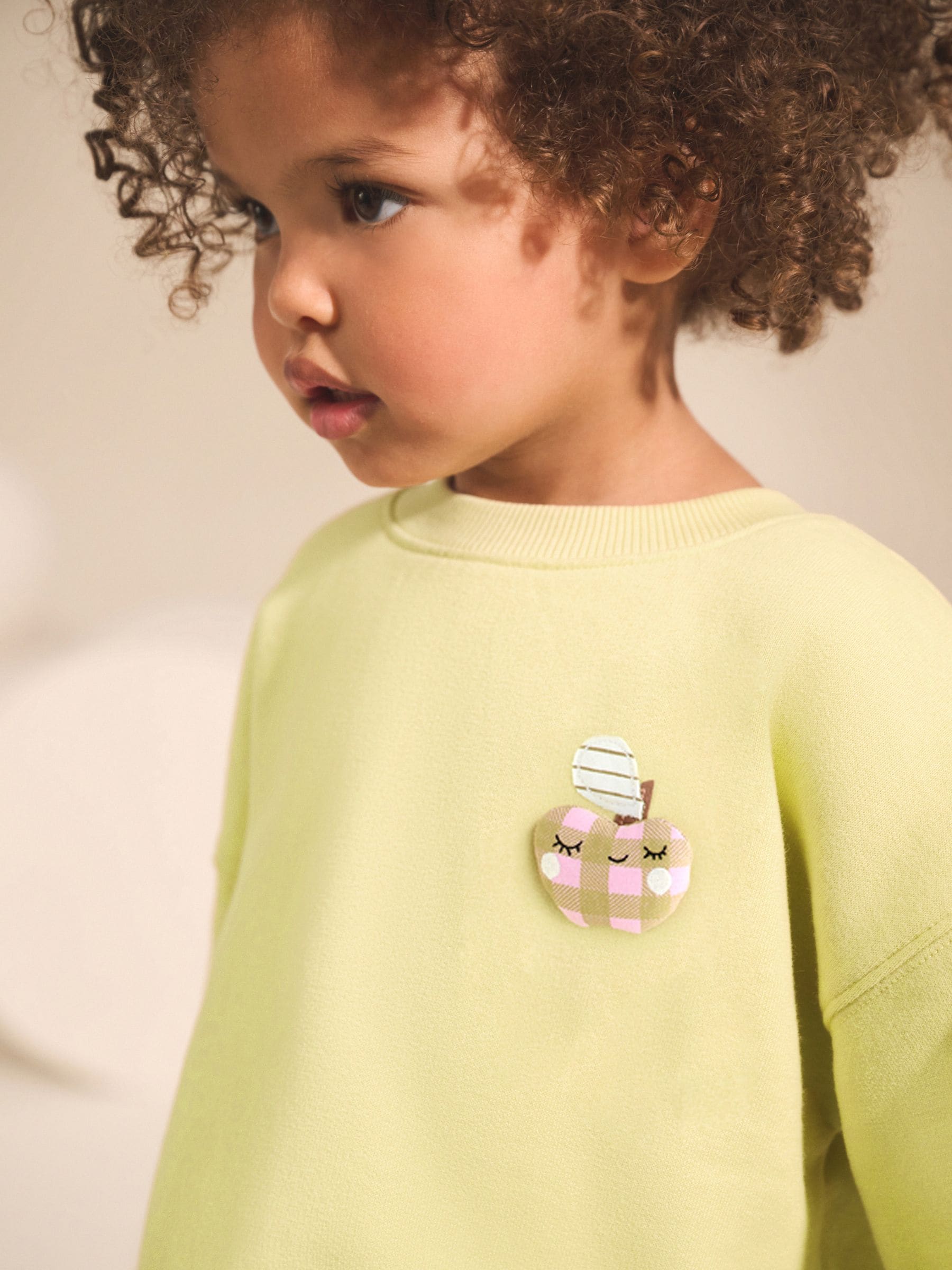 Limoengroen met appelmotief - Sweatshirt met ronde hals (3 mnd-7 jr)
