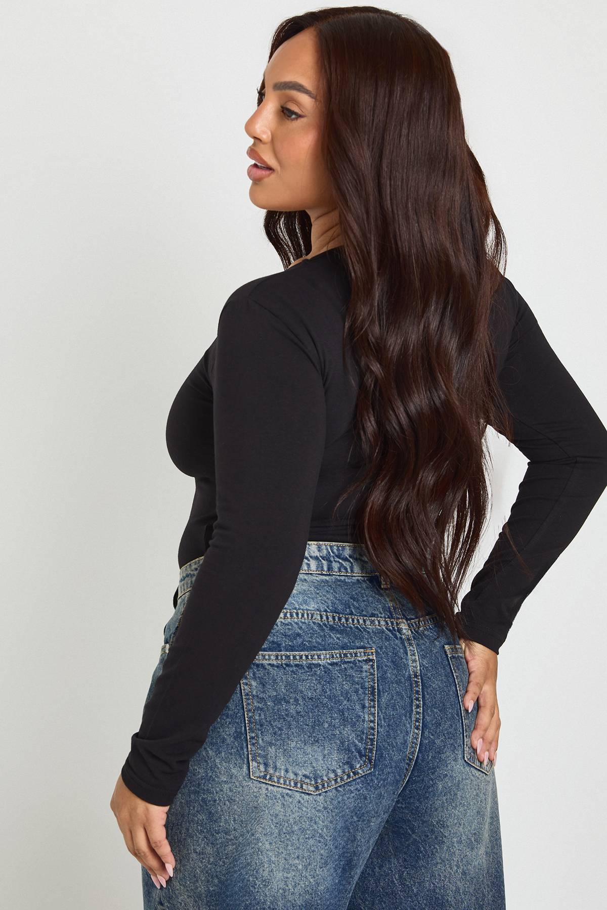 boohoo Body Grande Taille à Manches Longues et Col Rond