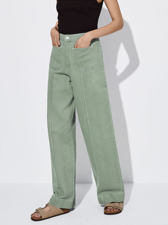 Calça jeans reta - Verde