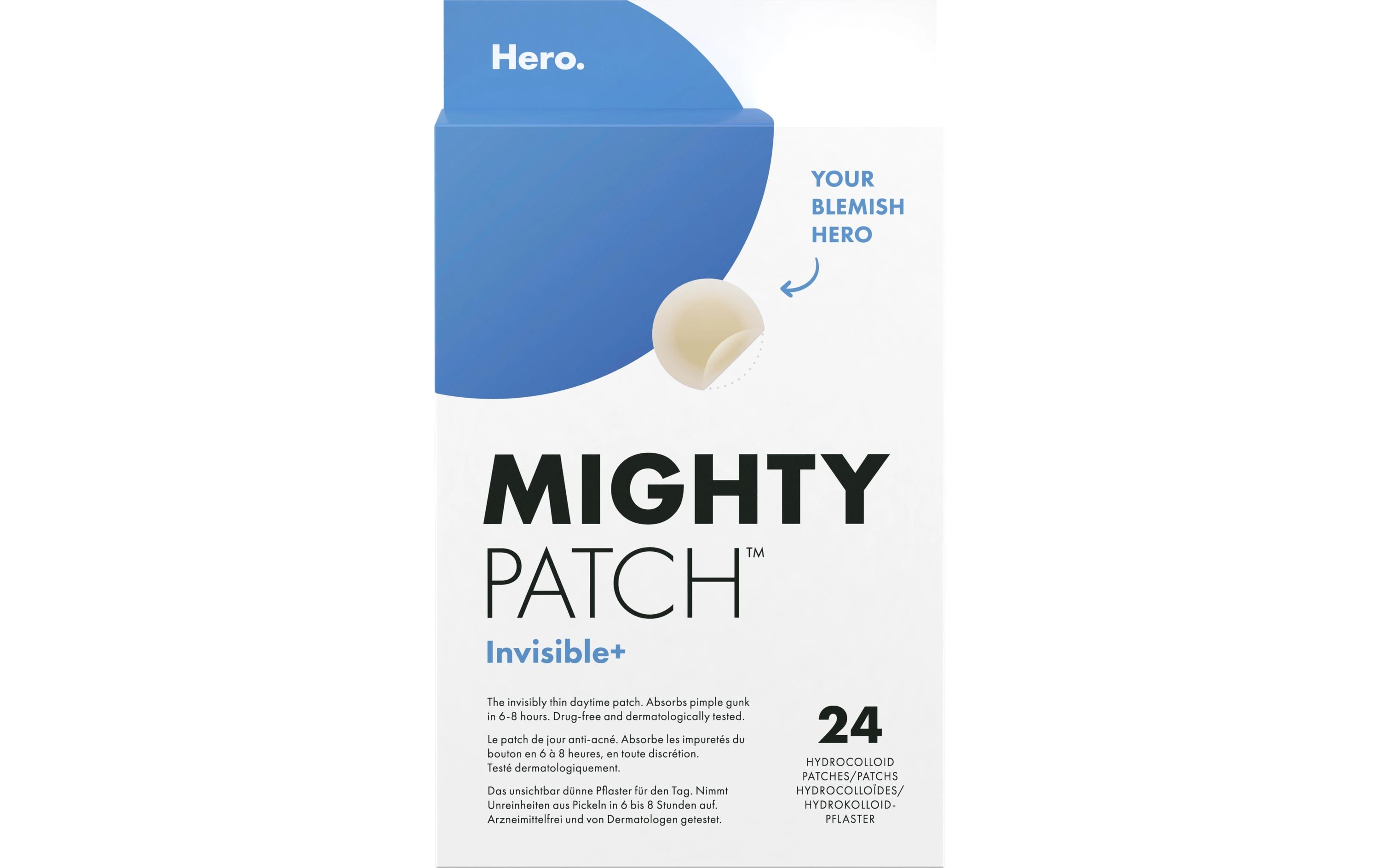 Gesichtsmaske Mighty Patch Invisible+ 24 StückUnsichtbares Pickel-Pflaster für den Tag nimmt Unreinheiten sanft auf