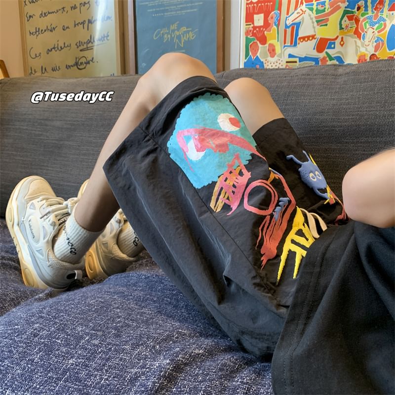 Derbundy - Cartoon Print Shorts met Middelhoge Taille