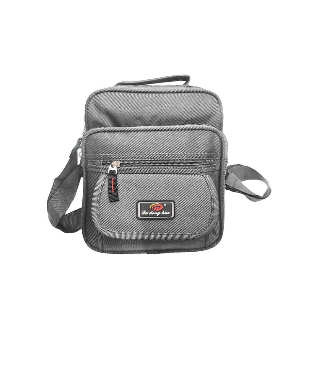 Sacoche pour homme - Multi-poches - Pochette textile - Gris